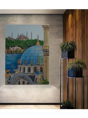 Teona Ahşap Istanbul Boğazı Yağlı Boya Görünümlü Ahşap Dekoratif Tablo Dikdörtgen Tablo