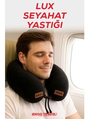 Lux Ortopedik Seyahat Yastığı Visco Boyun Destekli Seyahat Yastığı - Siyah | Ergo Travel