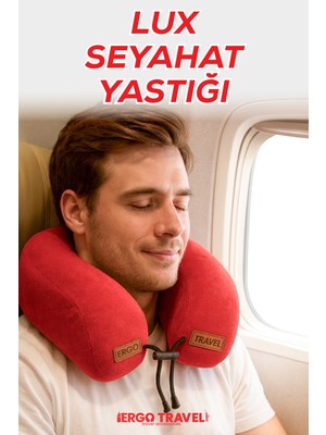 Lux Ortopedik Seyahat Yastığı Visco Boyun Destekli Seyahat Yastığı - Kırmızı | Ergo Travel