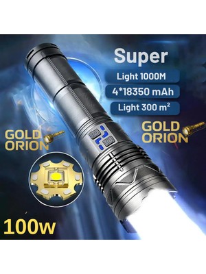 OR-G500 12000 Lümen 100W Profesyonel El Feneri | 1000M Menzil, Powerbank, Zoom ve Şarj Edilebilir