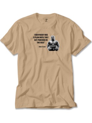 Liyada Mike Tyson Fighter Quote Krem Tişört Liyada