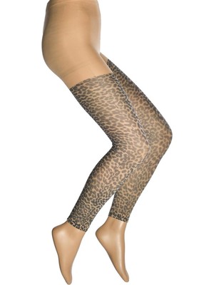 Dore Leopar Baskı Desenli Tayt Kadın Çorap