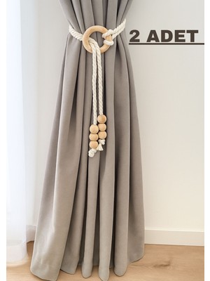 2 Adet Bohem Tarz Perde Bağı - Fon Perde Uyumlu El Yapımı Dekoratif Perde Bağlama Süsü