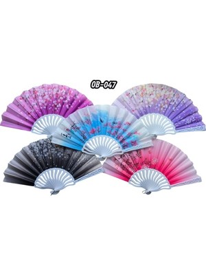 Plastik Kumaş Yelpaze 12 Adet Karışık Renk