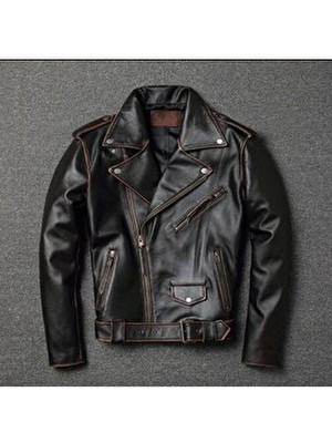 Nyc Giyim Tekstil Eskitme Biker Mont Hakiki Deri