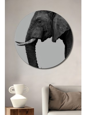 Teona Ahşap Fil Fildişi Siyah Beyaz Sanat Ahşap Dekoratif Tablo Yuvarlak Tablo