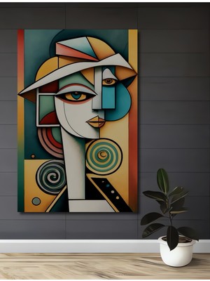 Teona Ahşap Modern Sanat Kübik Kadın Yağlı Boya Görünümlü Dekoratif Ahşap Tablo Dikdörtgen Tablo