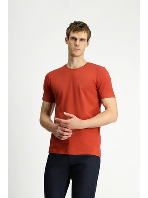 Kiğılı Bisiklet Yaka Slim Fit Yumuşak Dokulu Pamuklu Likralı Esnek Tişört