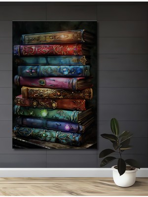 Teona Ahşap Büyülü Hikayeler Yığımı Yağlı Boya Görünümlü Ahşap Dekoratif Tablo Dikdörtgen Tablo