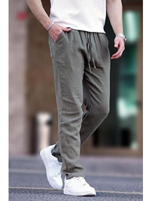 Madmext Haki Müslin Kumaş Erkek Basic Pantolon 6507