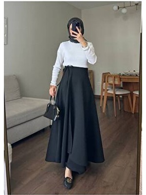 Molly Nelly Kadın Yandan Bağlamalı Tesettür Uzun Skuba Etek