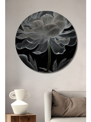 Teona Ahşap Büyüleyici Işık Çiçek Yağlı Boya Görünümlü Dekoratif Ahşap Tablo Yuvarlak Tablo