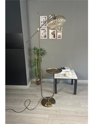 Bamyum Elegant Eskitme Gövde Bal Rengi Cam Lambader U Tepsili Makas Gövde Modern Metal Zemin Lambası