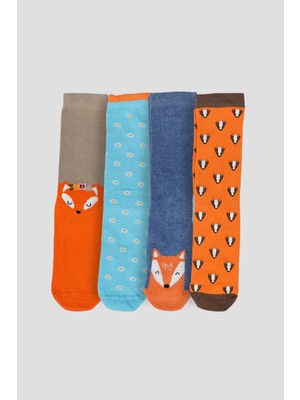 Defne Baby 4 Çift Mevsimlik Kız Çocuk Soket Çorap