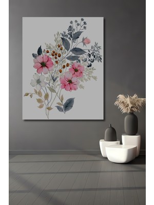 Teona Ahşap Romantik Çiçekler Sulu Boya Görünümlü Ahşap Dekoratif Tablo Dikdörtgen Tablo