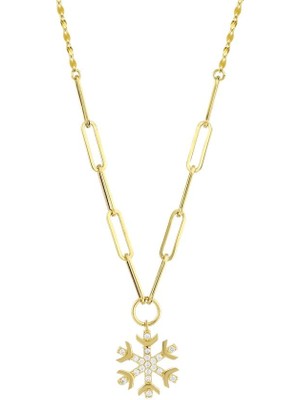 Assos Pırlanta Kar Tanesi Altın Kolye - 14K