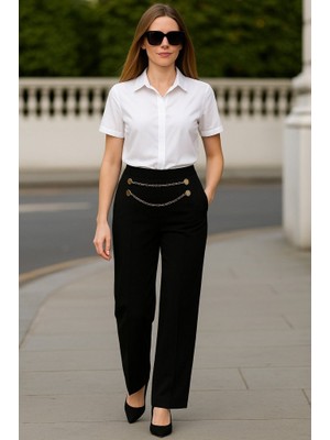 Arben Boutique Kadın Beli Zincir Detay Ithal Krep Pantolon
