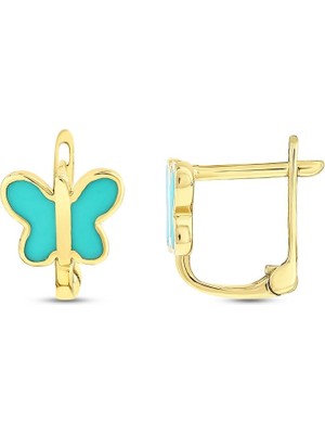 Assos Pırlanta Kelebek Figürlü Altın Çocuk Küpe - 14K