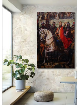 Teona Ahşap Fatih Sultan Mehmet Yağlı Boya Görünümlü Ahşap Dekoratif Tablo Dikdörtgen Tablo