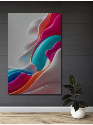 Teona Ahşap Renkli Yağlı Boya Görünümlü Soyut Sanat Ahşap Dekoratif Tablo Dikdörtgen Tablo