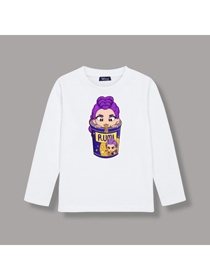 Mixxi Fashion Kpop Demon Hunters Huntrix Rumi Uzun Kollu Baskılı Kız Çocuk Tişört (4-13 Yaş)