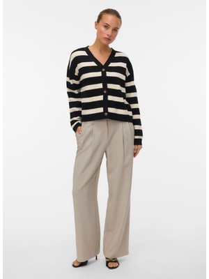 Vero Moda V Yaka Normal Siyah Kazak Kadın Vmsaba Full Needle Ls V-Neck Cardı