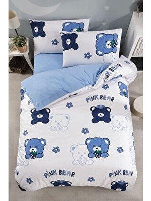 Laliva Çarşafı Lastikli Ayıcıklı Mavi Çocuk Nevresim Takımı