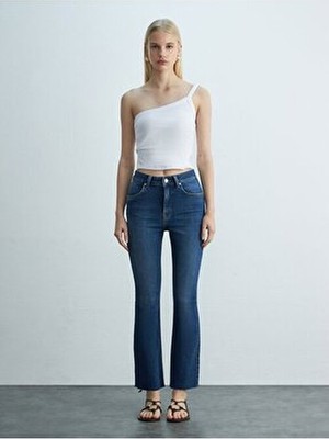 LTB Lissy Yüksek Bel Kadın İspanyol Paça Pamuklu Jean Pantolon Düz Desenli Standart Beden 26