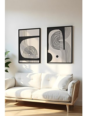 Huhuli Ahşap Siyah Çerçeveli Modern Tema 20 x 30 2 Parça Set Tablo HUHU76