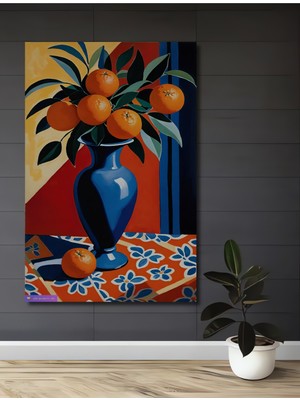 Teona Ahşap Turuncu Narenciye Kase Sulu Boya Görünümlü Dekoratif Ahşap Tablo Dikdörtgen Tablo
