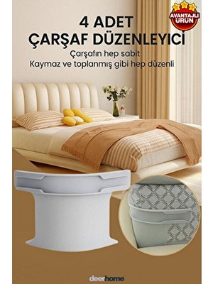 MCA Deerhome Çarşafmatik Çarşaf Düzenleyici Sabitleyici Görünmez Çarşaf Kilidi 4'lü Set