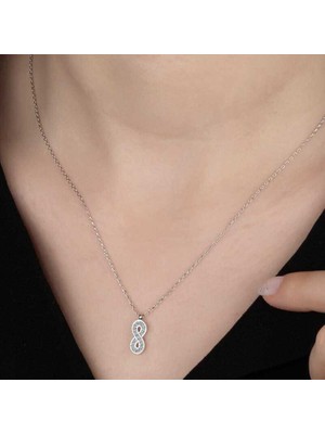 Ucarticaret Swarovski Taşlı Gümüş Sonsuzluk Bayan Kolye