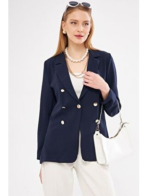 Armonika Kadın Lacivert Düğmeli Ceket ARM-20K001151
