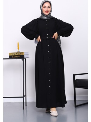 İmaj Butik Siyah Bel Kemerli Elbise