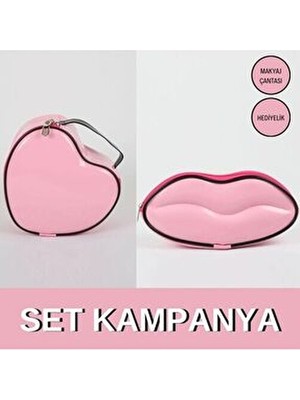 Maykis Dudak Kalp Set Kozmetik Makyaj Çantası