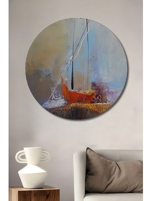 Teona Ahşap Batan Gemideki Umut Yağlı Boya Görünümlü Ahşap Dekoratif Tablo Yuvarlak Tablo