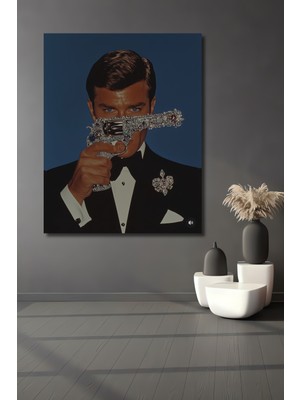 Teona Ahşap James Bond Yağlı Boya Görünümlü Ahşap Dekoratif Tablo Dikdörtgen Tablo