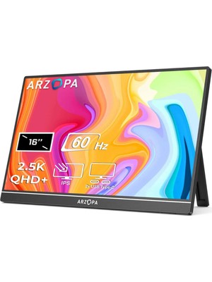 ARZOPA Z1RC 16 inç 60Hz 2.5K QHD+ IPS Type-C Taşınabilir Monitör