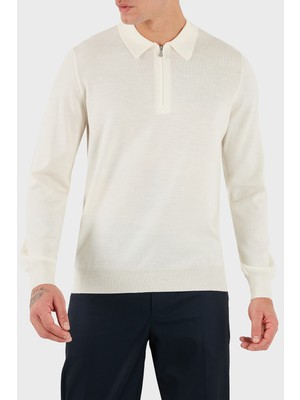 Gran Sasso % 100 Yün Regular Fit Yarım Fermuarlı Polo Yaka Kazak Erkek Polo Yaka Kazak 55125 14290 005