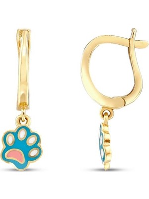 Assos Pırlanta Pati Figürlü Altın Çocuk Küpe - 14K