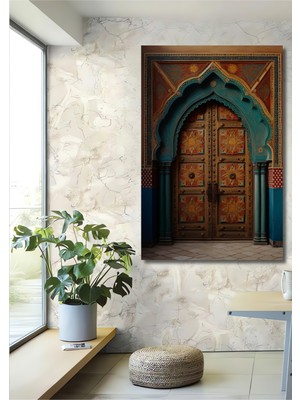 Teona Ahşap Renkli Ahşap Oyma Kapı Yağlı Boya Görünümlü Dekoratif Ahşap Tablo Dikdörtgen Tablo