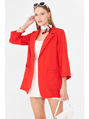 Armonika Kadın Kırmızı Cepli Oversize Ceket ARM-26K001005
