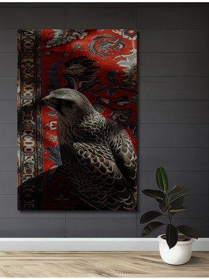 Teona Ahşap Kraliyet Kartal Deseni Yağlı Boya Görünümlü Ahşap Dekoratif Tablo Dikdörtgen Tablo