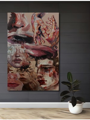 Teona Ahşap Modern Sanat Yağlı Boya Görünümlü Insan Portreleri Ahşap Dekoratif Tablo Dikdörtgen Tablo