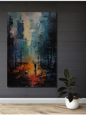 Teona Ahşap Şehir Manzarası Yağlı Boya Görünümlü Ahşap Dekoratif Tablo Dikdörtgen Tablo