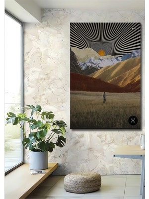 Teona Ahşap Güneşin Altında Yürüyen Adam Yağlı Boya Görünümlü Modern Sanat Ahşap Tablo Dikdörtgen Tablo