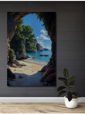 Teona Ahşap Doğa Manzarası Ahşap Dekoratif Tablo Yağlı Boya Görünümlü Dikdörtgen Tablo