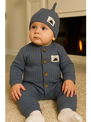 Mai Perla Güneş Armalı Bereli Düz Renk Tulum Bebek Takımı