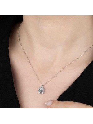 Ucarticaret Swarovski Taşlı Gümüş Tektaş Bayan Kolye