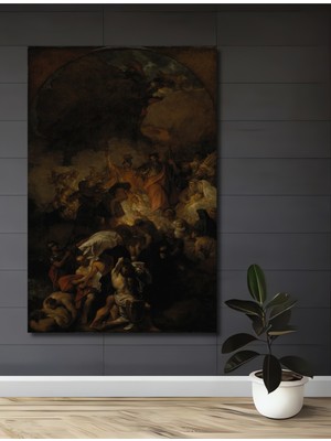 Teona Ahşap Rönesans Dönemi Yağlı Boya Görünümlü Ahşap Dekoratif Tablo Sanat Eseri Dikdörtgen Tablo